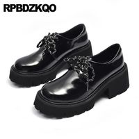 Wholesale Dress Shoes Lace Up Black Footwear Pumps Block Casual Women Fashion Platform Thick Round Toe High Heels Designer Inch Chunky