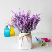 Wholesale 5 Heads Lavender Plastic Artificial Flowers Romantic Provence Purple Bouquet with Green Leaves Wedding Home Table Decoration Fake Flower