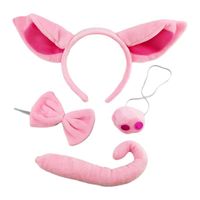 Wholesale Super Soft Pig Ear Headband Nose Tail Halloween Animal Headdress Dress Up Accessories Pink Piggy Head Hoop Set Cosplay Props Hair