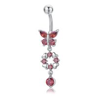 Wholesale Zircon Butterfly Dangle Belly Button Ring Trendy Sexy Navel Rings Stainless Steel Body Piercing Jewelry