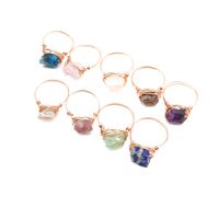 Wholesale Hand Wrap Brass Wire Colorful Natural Stone Ring for Women Gift