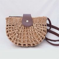 Wholesale Straw Bag Leisure One Shoulder Shell Hollow Woven Literature and Art National Style Msenger