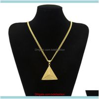 Wholesale Pendants Jewelry Gold Color Egyptian Pyramid Charming Pendant Necklaces Stainless Steel Vintage Illuminati Jewelry With Chain For Women Me