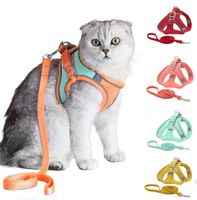 Wholesale Cat Harness Leashes And Vest Traction Rope Set Walking Easy Control Night Safe Pet Harnesses With Reflective Strap Small Large Kitten Puppy Rabbit HH21