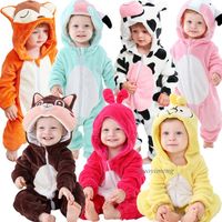 Wholesale Jumpsuits Winter Born Baby Clothes Inflant Rompers Overalls Cute Cartoon Animal Onsies KUgurumi Costumes For Boys Girls Kids Jumpsuit