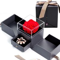 Wholesale Decorative Flowers Wreaths Mother s Day Artificial Eternal Rose Jewelry Box Earrings Necklace Storage Wedding Valentines Birthday Gift Flo