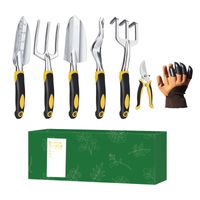 Wholesale 7 Duty Gardening Tools Garden Kit Includes shovel Trowel Transplanting Trowel Hand Rake Cultivator Weeder Pruning Shears Gloves Ergonomic design handle