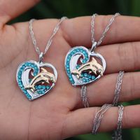 Wholesale Love Goldfish Necklace Rhinestone Collares Para Mujer Korean Fashion Jewelry Heart Pendant Necklaces For Women