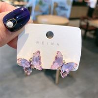 Wholesale New Fashion Cute Transparent Crystal Butterfly Stud Earrings For Women Temperament Fake Cartilage Earring Jewelry Piercing Gifts