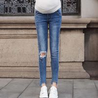 Wholesale Maternity Bottoms SAGACE Woman Jeans Low rise Pregnant Women Stretch Feet Support Belly Spring And Autumn Pants Fashion