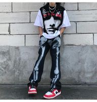 Wholesale Men s Jeans Designer Pants Men Clothing Women Streetwear Graffiti Trousers Skeleton Denim Hip Hop T2 A213