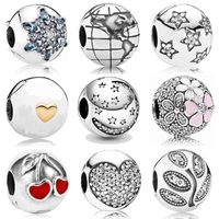 Wholesale Twinkling Star Love Heart Poetic Blooms Fixed Two tone Insignia Sterling Silver Bead Charm Fit Pandora Bracelet Diy Jewelry