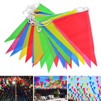 Wholesale 50 Meters Rainbow Pennant Colorful Hanging Triangle Flags Festival Banner Buntings Wedding Birthday Party Decorations