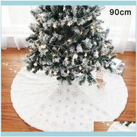 Wholesale Decorations Festive Party Supplies Garden1Pcs White Tree Skirt Plush Bead Embroidered Christmas Home Decoration Drop Delivery Af5H0