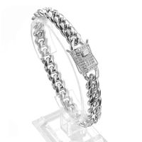 Wholesale Mens Miami Cuban Link Chain K Gold mm width Stainls Steel Curb cz Diamond Chain Choker bracelet