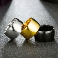 Wholesale Stainless Steel wide mm Blank Ring Band Finger Thumb Black Gold Rings for Men Women Fashion Jewelry Will and Sandy