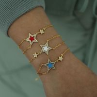 Wholesale Charm Bracelets Arrived Gold Color pc Star Charming Bracelet Link Chain Enamel Moon Cubic Zirconia Paved Double Jewelry