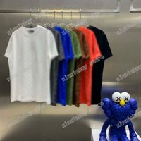 Wholesale 21ss men printed t shirts emboss letter Luxurys Designers flocking fabric clothes short sleeve mens tag letters polo black white blue brown