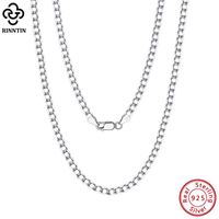 Wholesale Chains Rinntin Solid Sterling Silver mm mm Italian Cuban Link Chain Necklace For Women Men Fashion Jewelry SC60