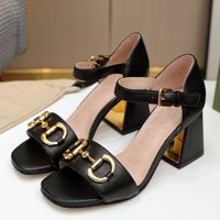 Wholesale Summer ladies sandals fashion high heels thick soled designer women s shoes elegant one word wedding shoess