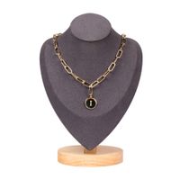 Wholesale New Men s and Women s Hip Hop Necklace Apm26 Letter Necklace Inlaid with Diamond Round Coin Pendant Thick Chain