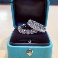 Wholesale Top Selling Never Fade Sparkling Luxury Jewelry Sterling Silver Princess Cut White Topaz Cz Diamond Promise Wedding Bridal Ring Gift