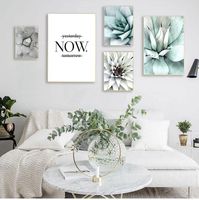 Wholesale Paintings Scandinavian Green Plant Succulent Landscape Canvas Life Quote Nordic Wall Art Print Painting Pictures For Living Room