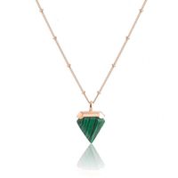 Wholesale Pendant Necklaces necklace Light luxury titanium steel rose gold triangle natural Malachite side body clip bead clavicle chain for women