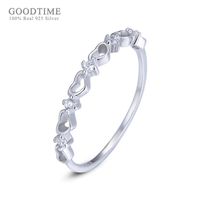Wholesale Wedding Rings Fashion Pure Sterling Silver Jewelry Anniversary Party Ring Heart Shaped Cubic Zirconia Style For Women Girl
