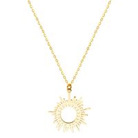 Wholesale Fever Free Gold Pendant Necklace For Women Hollow Out Spike Sun Shape Charm Necklaces Stainless Steel Jewelry Gift