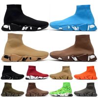 Wholesale Top Light Brown Man s Women s Sock Shoes Top Quality Mens Womens Platform Sneaker Triple Black Graffiti UNC Blue Camo Army Green Camouflage Trainers Boots