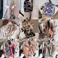 Wholesale Autumn Winter Geometric Designer Letter Printing Cashmere Scarves Womens Fashion Tassels Mixed Color Double Sided Wool Spinning Thicken Warm Pashmina Shawl Scarf
