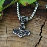 Wholesale Pendant Necklaces Men Stainless Steel Perun Slavic God Of Thunder Slav Mythology Eastern Pagan Viking Warrior Hammer Necklace