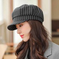 Wholesale Versatile octagonal Hat New England Plaid Beret wool hat in autumn and winter children s Korean Newsboy painter hat trend