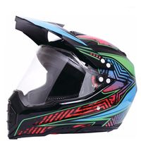 Wholesale Mate Black Dual Off Road Motorcycle Helmet Dirt Bike ATV D O T Certified M Blue Full Face Casco For Moto Sport1