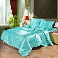 Wholesale 4pcs Luxury Silk Bedding Set Satin Queen King Size Bed Set Comforter Quilt Duvet Cover Linens with Pillowcases and Bed Sheet V2