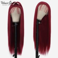 Wholesale Straight Lace Front Wig Synthetic Wigs For Black Women Red Cosplay Inch Lace Frontal Wig Natural Hair Perruques Dentelle