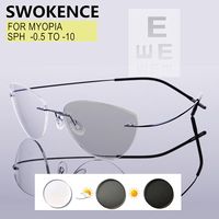 Wholesale Sunglasses Anti Blue Ray Rimless Myopia Glasses Prescription To Men Women Cat Eyes Nearsighted Pochromic Po Gray F092