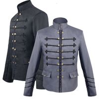 Wholesale Men s Jackets Steampunk Gothic Style Victorian Military Coat Hook Clasp Jacket Blazer Suit Band Collar Embroidery For Men O4D