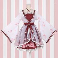 Wholesale Lolita Chinese Style Goldfish Girl Fake Two Pieces Dress Printing ONE PIECE Sakura Blossom Celebration1