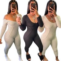 Wholesale Women Jumpsuit Slim Sexy Solid Colour Night Club One Shoulder Off Back Threaded Ladies New Fashion Onesies Rompers