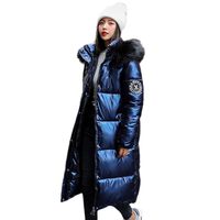 Wholesale Long down jacket women s Hoodie thick coat large size blue