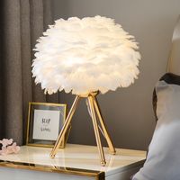 Wholesale Gold White Stand Feather LED Table Lamps Modern Bedside Lights for Living Room Hotel Bedroom Wedding Christmas Decoration Romantic Feather Lamp E27