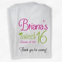 Wholesale Gift Wrap Custom Sweet Birthday Personalized Candy Buffet Bags Pink And Lime Thank You Favor With Crown Paper Treat