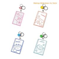 Wholesale Card Holders pc Transparent Acrylic Work Holder For Employees Staff With Keyring Bell Cartoon Pattern Pass Cover Bus Cards BC