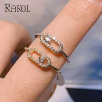 Wholesale RAKOL New Luxury Fashion Crystal Simple Bridal High Quality Cubic Zirconia Finger Ring for Women Girls Birthday Wedding Jewelry Y0710