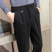 Wholesale Men s Small Trousers Autumn And Winter Woolen Thickened Semi elastic Waist Casual Business Suits Blazers