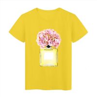Wholesale Creative Retro And Women Yellow Mens T Shirts Perfume Bottle Printed Short Sleeve Omen Floral Print Style Summer Clothes