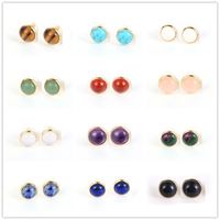 Wholesale Fashion Natural Stone Gold Plated Stud Earrings Druzy Crystal Pink Asymmetry Geometric Earring Women Girl Date Jewelry gift