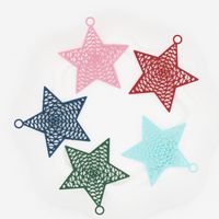 Wholesale 20pcs new spray paint stars charms green pink red color star pendants diy earrings findings mm